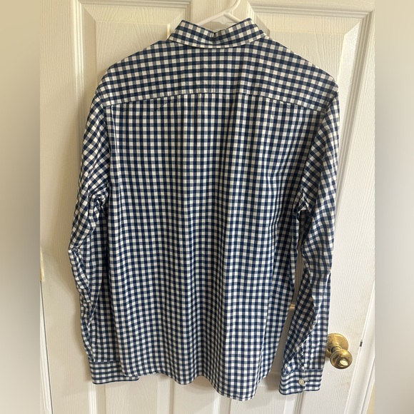 H&M LOGG Medium Fitted Shirt Blue White Plaid Button Down 100% Cotton Casual - Picture 2 of 6